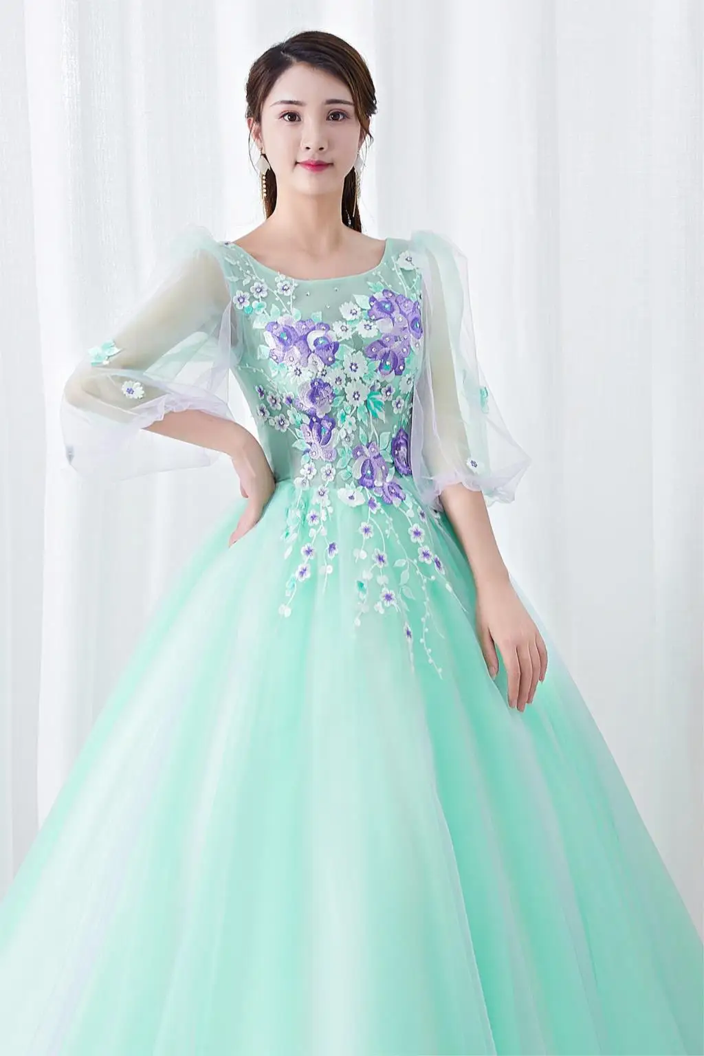 Бальное платье Quinceanera платья с цветочной аппликацией и бусинами для подростков