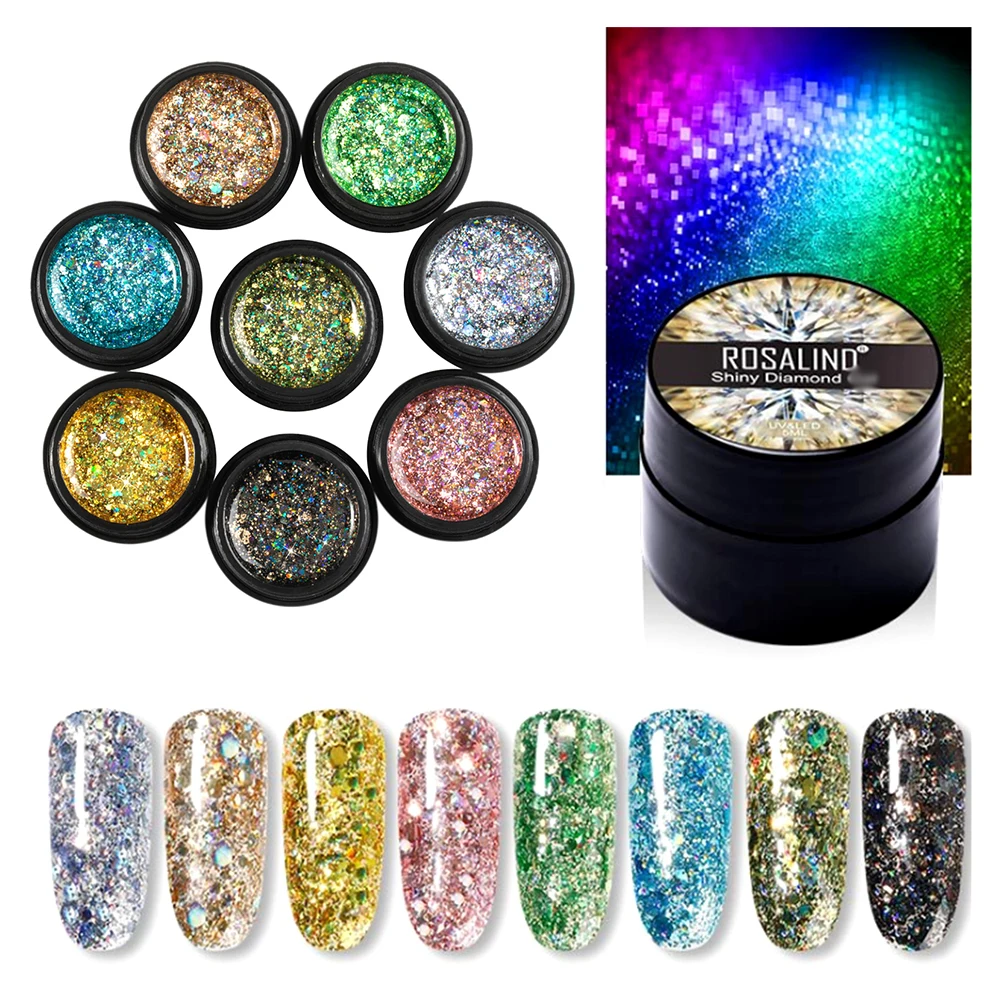 8 шт Блестящий Алмаз Клей для ногтей Блестки Набор лаков DIY маникюра | Красота и