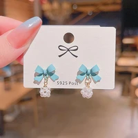 2021 new bow earrings female fashion personality simple temperament pearl earrings