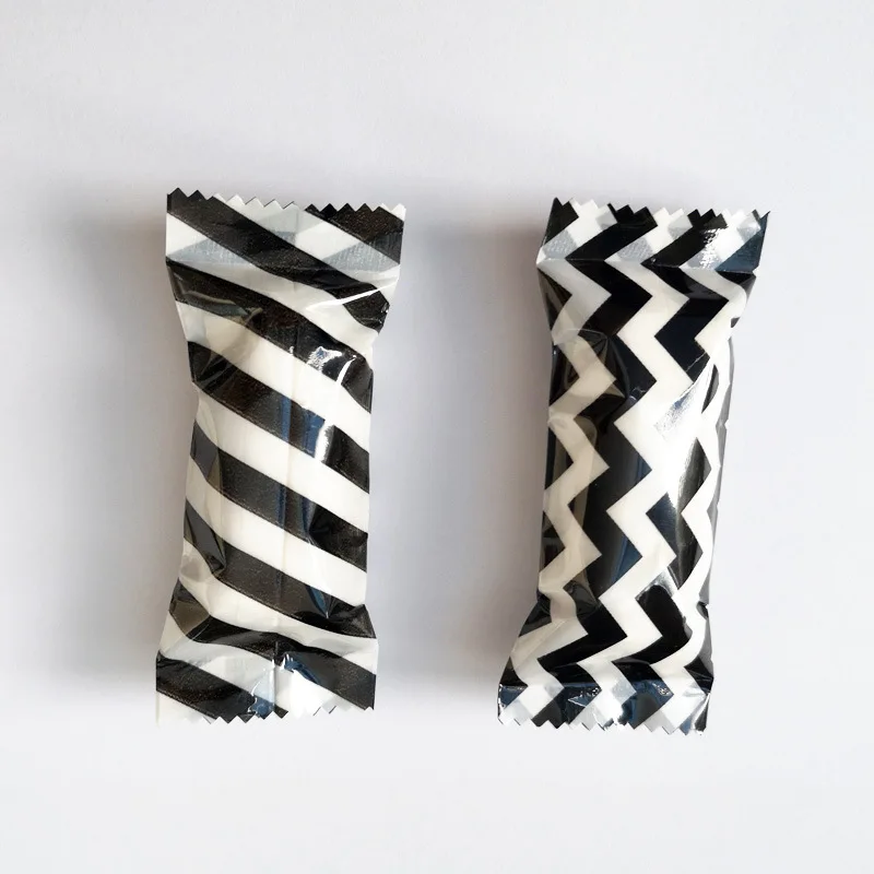 100Pcs 4x9.5cm Thick Baking Black and White Striped Nougat Wrapping Chocolate Candy Machine Sealing Bags | Дом и сад