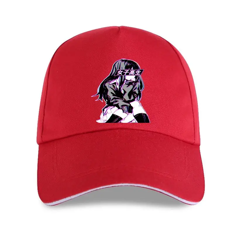 

New Schoolgirl Glitch Sad Japanese Anime Aesthetic Baseball cap Summer Men 100% Cotton Harajuku Mens Clothes Anime
