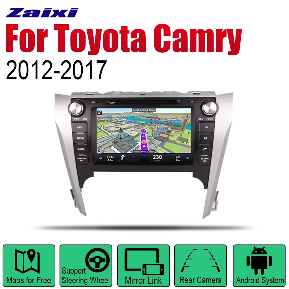 Автомобильный DVD-плеер ZaiXi Android GPS Navi для Toyota Camry 2012 ~ 2017 плеер с навигацией Wi-Fi Bluetooth