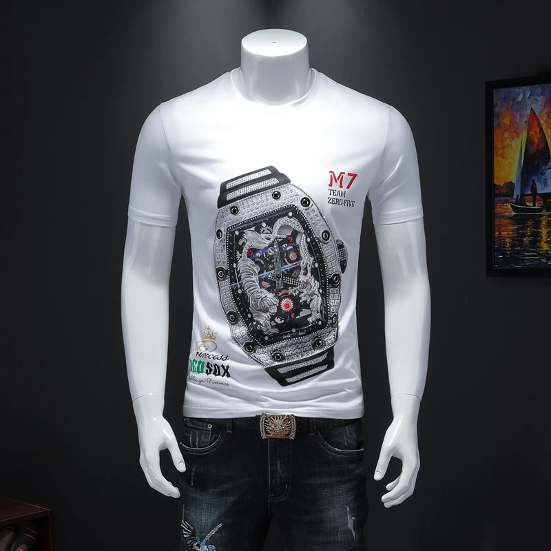 Модные мужские летние хлопковые футболки с круглым вырезом и коротким рукавом