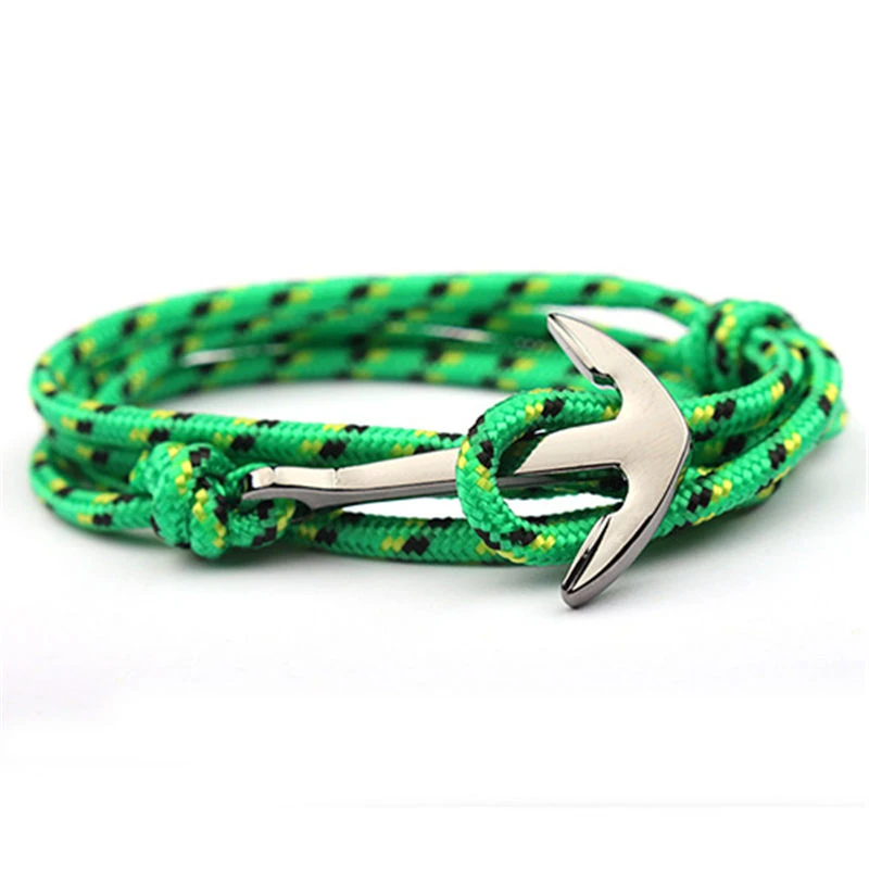 1-5 Adjustable Paracord Anchor Bracelet Woman Men Charm Bracelets Alloy Anchor Nylon Rope Chain Armband Vintage Bracelets& Bangles - Окраска металла: 1-5