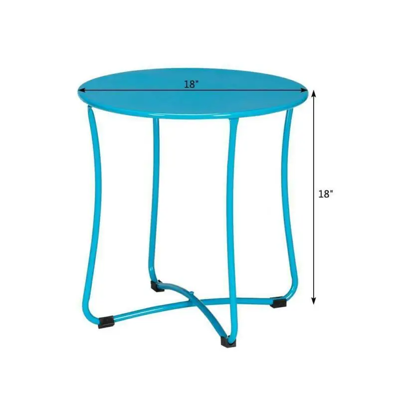 

Modern 18" Metal Small Round Table Terrace Wrought Iron Side Table Furniture