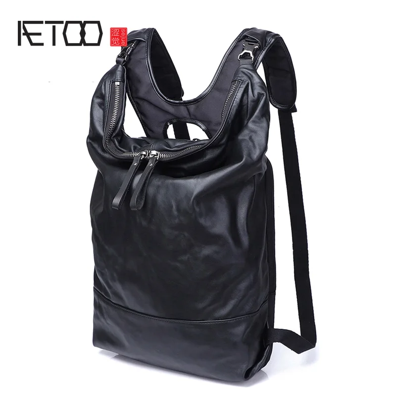 Мужской кожаный рюкзак AETOO стильная кожаная уличная сумка для отдыха спортивная