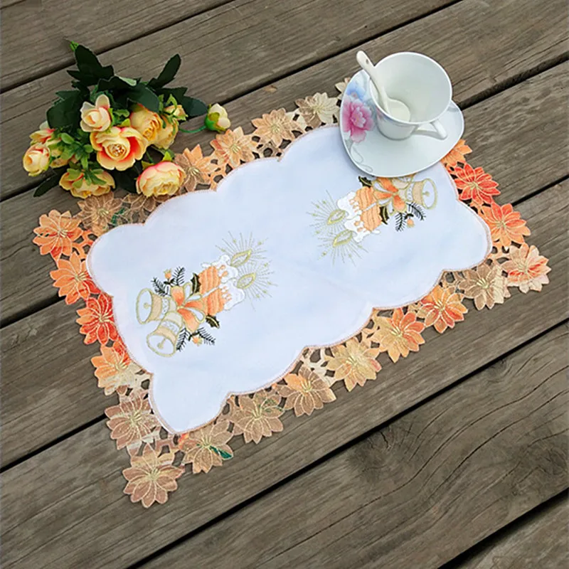 

2023New Embroidery Lace Placemat Table Place Mat Cloth Tea Coffee Doily Cup Drink Coaster Glass Mug Christmas Dining Pad Kitchen