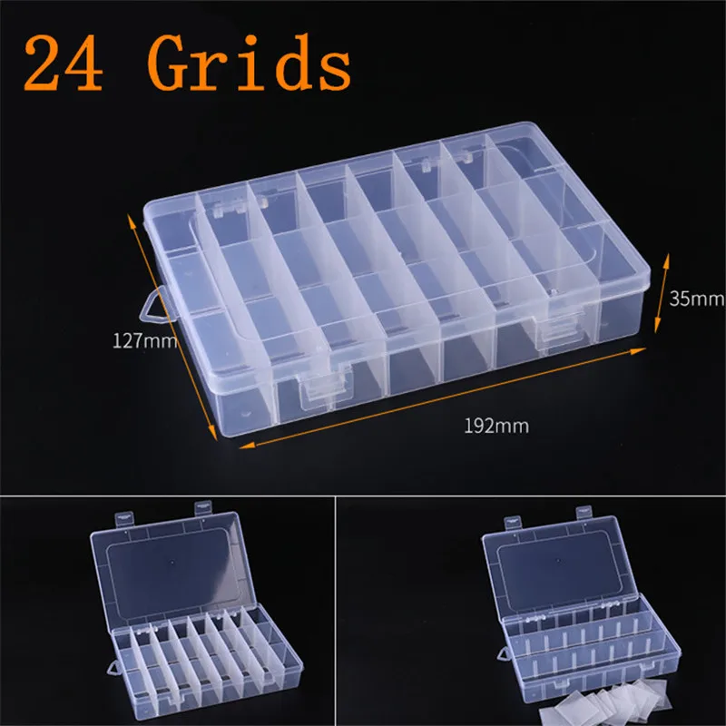 

Adjustable 3-36 Grids Compartment Plastic Storage Box Jewelry Earring Bead Screw Holder Case Display Organizer Container