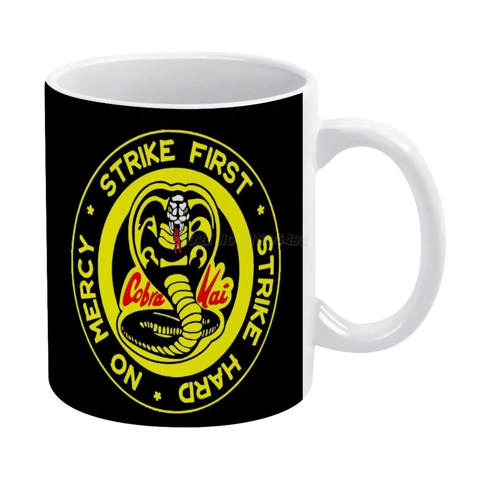 Керамическая кружка Kai White объемом 11 унций с забавным надписью "Strike First Hard No Mercy Har on". Уникальный подарок для кофе/чая/какао.