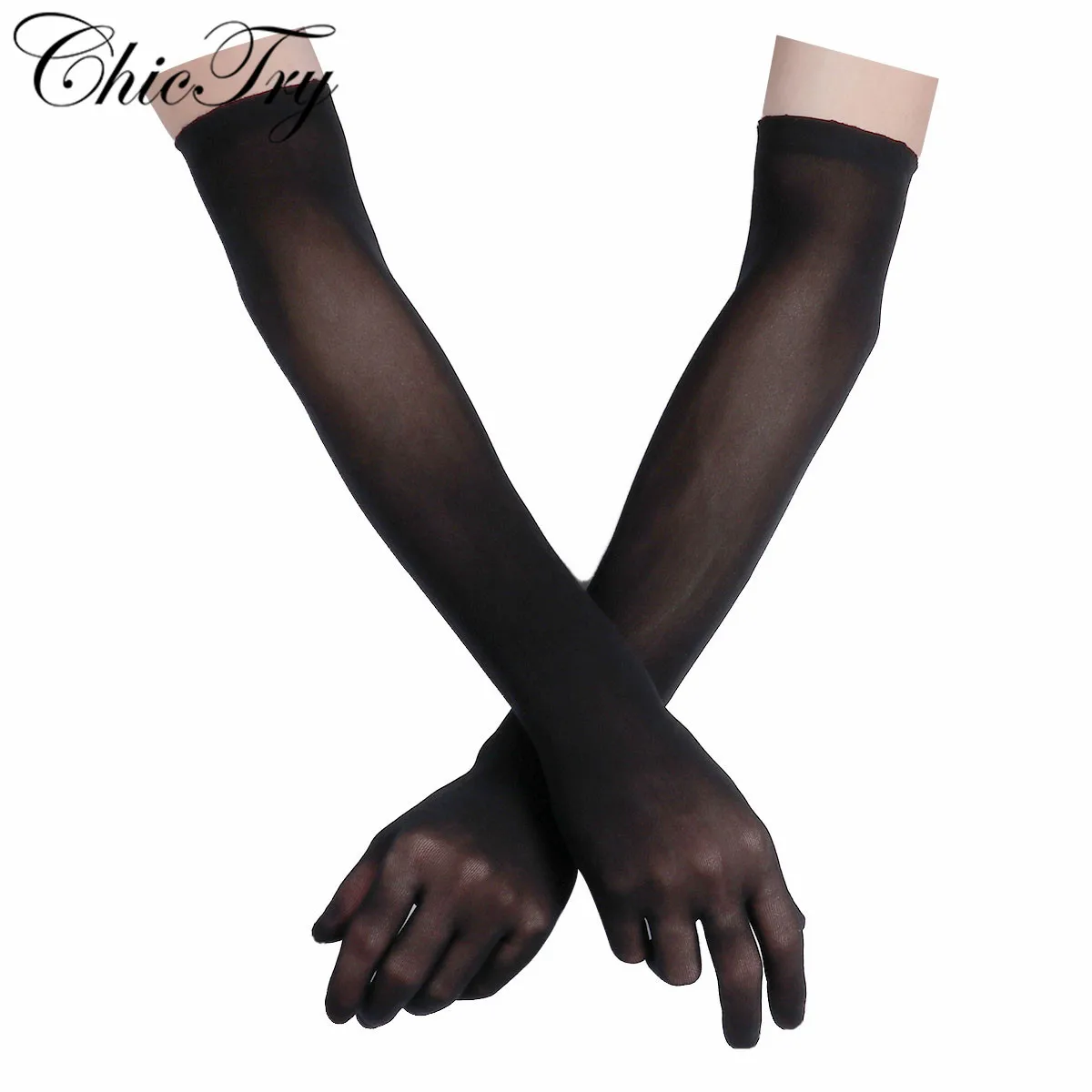 Прозрачные сексуальные женские перчатки ChicTry гладкие прозрачные швы длинные