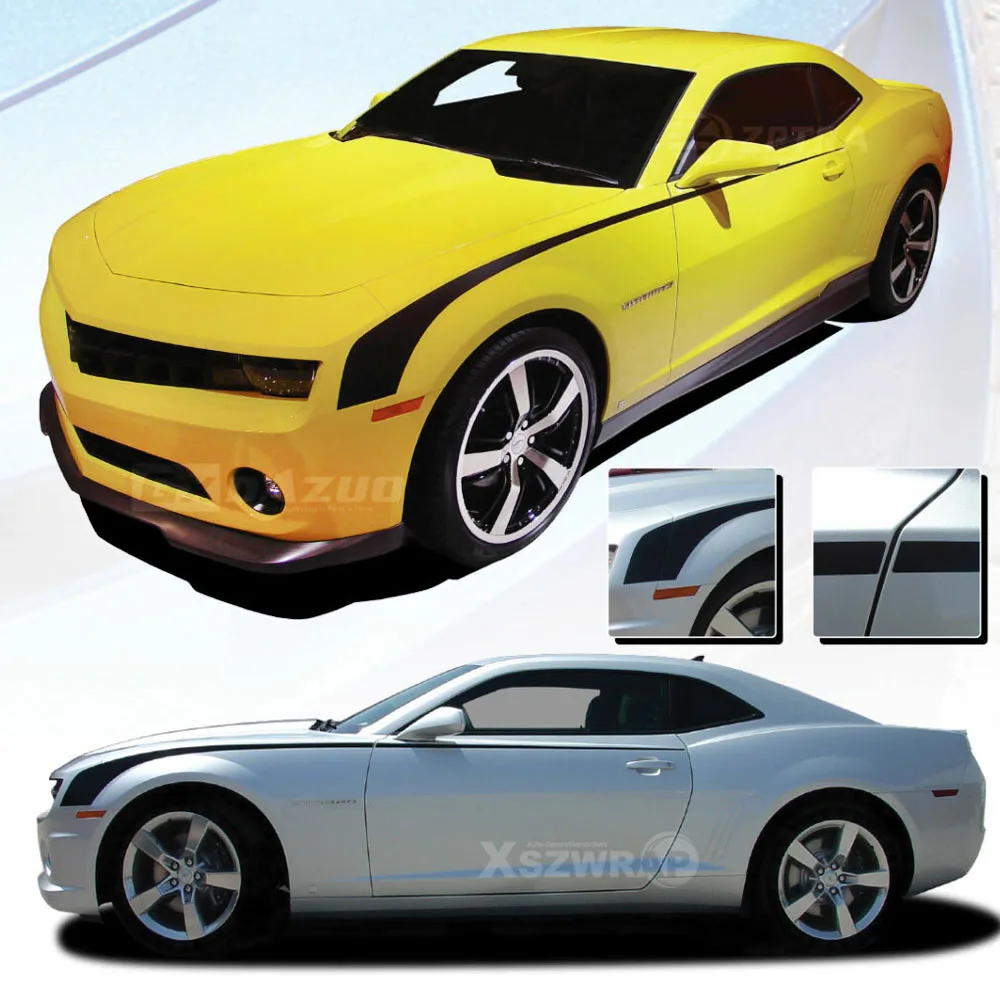 

Скоростная графическая наклейка с боковой полосой Chevy 2009-2015 Для Camaro Racing Stripe Premium Auto Carbon Black, виниловые наклейки