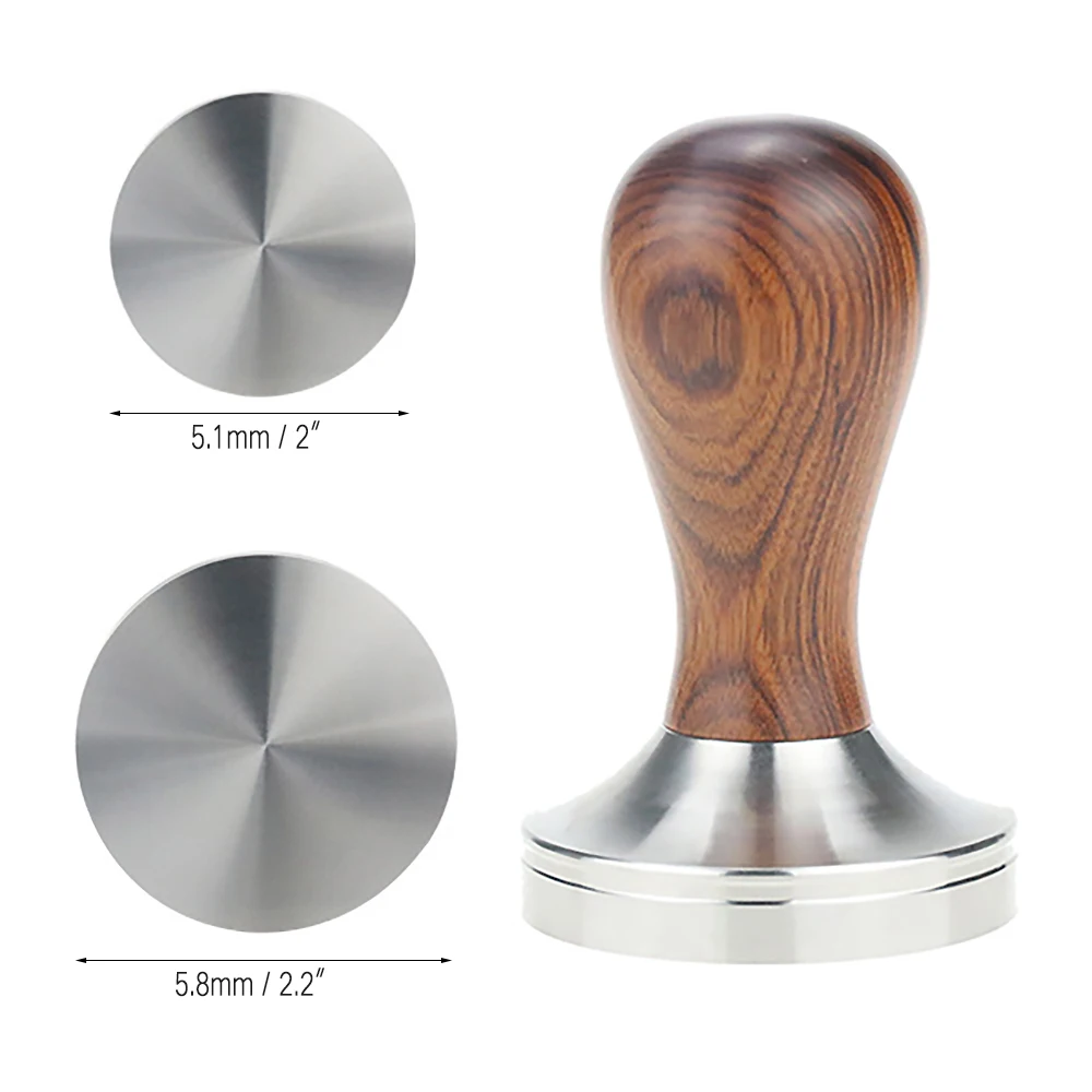 

Calibrated Coffee Press Tool Coffee Pull Cup Press Flat Base Barista Accessories With Stainless Steel Base Solid Wood Handle