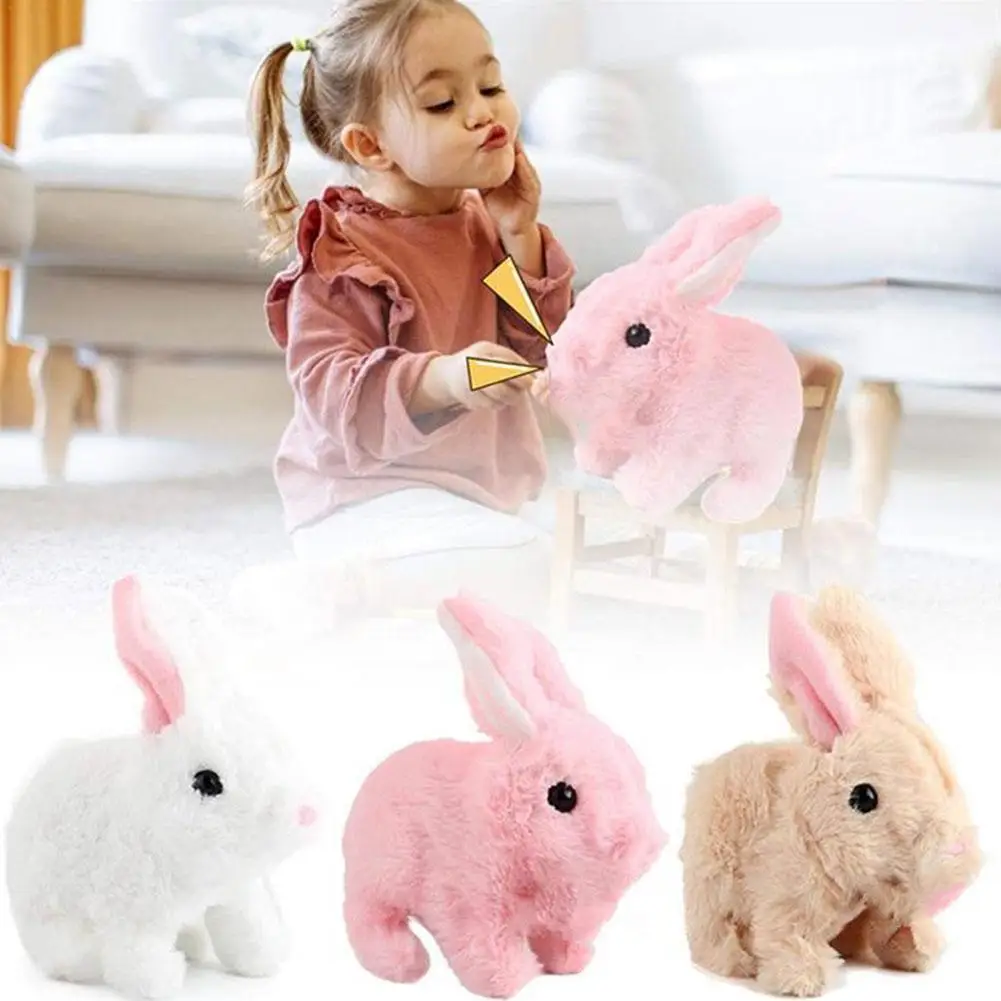 

Mini Simulation Electric Plush Rabbit Toys For Children Jumping Rabbit Educational Montessori Stuffed Plush Doll Animal Toys