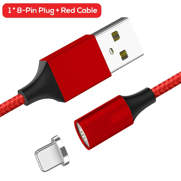 Магнитный мини-кабель-usb для samsung Xiaomi huawei Micro usb type C нейлоновый Плетеный светодиодный кабель USB C для IPhone X XS Max - Цвет: Red 8-Pin Cable