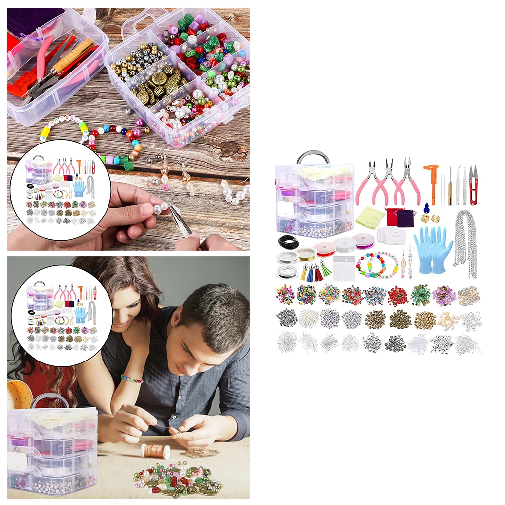 

Set of 2015 Jewelry Findings Making Starter Supplies Kit Repair Tool Set for Rings Bracelet Necklace DIY Decor