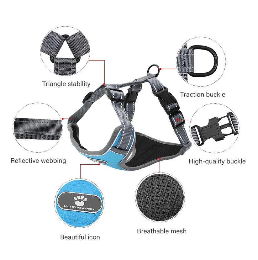 

Explosion-proof vest-style reflective large dog chest harness for medium and large dogs ZD