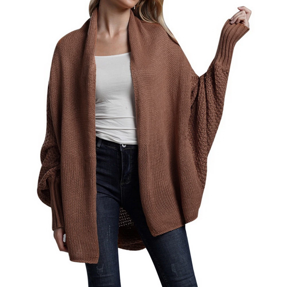 Style 4 Red Coffee Осенний женский длинный кардиган, Однотонный свитер с капюшоном, длинное пальто, зимнее женское вязаное пальто размера плюс 5XL, повседневная трикотажная одежда - Цвет: Style 4 Red Coffee