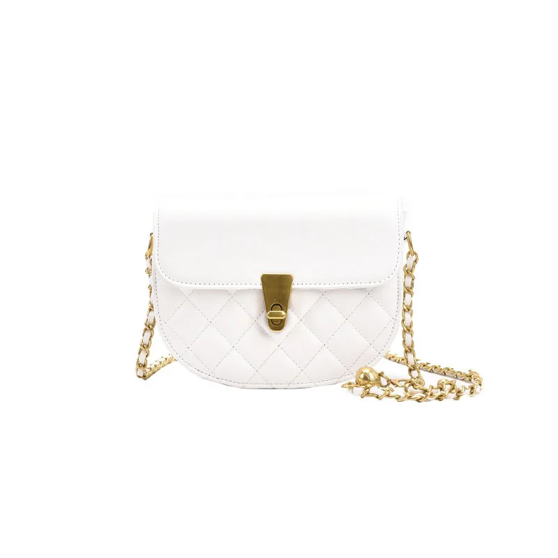 

Textured Bags Leather Women's Bags 2021 Summer Trendy Korean Fashion Trend Simple Chain Messenger Bag Shoulder Saddle Bag