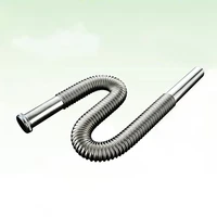 stainless steel wash basin pipe plumbing kitchen sewer pipe flexible bathroom sink drains downcomer hose waste pipe silver