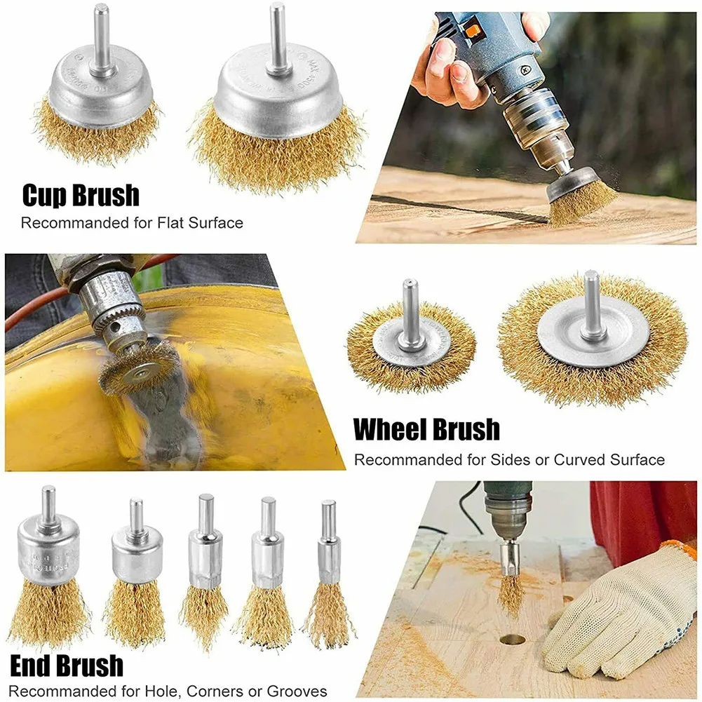 

10pcs Brass Brush Wire Wheel Cup Brushes Die Grinder Rotary Electric Tool For Drill Engraver