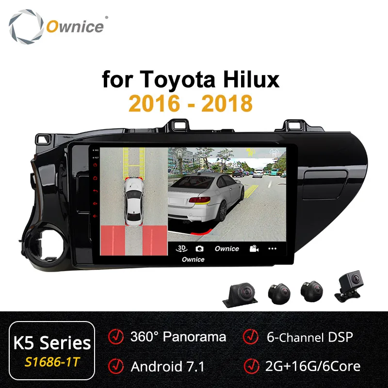Ownice K1 K2 Android 8,1 автомобильный радиоприемник 2 din для Toyota Hilux- для автомобиля, DVD Бортовой компьютер навигации gps головное устройство аудиосистемы - Цвет: S1686-1 K5