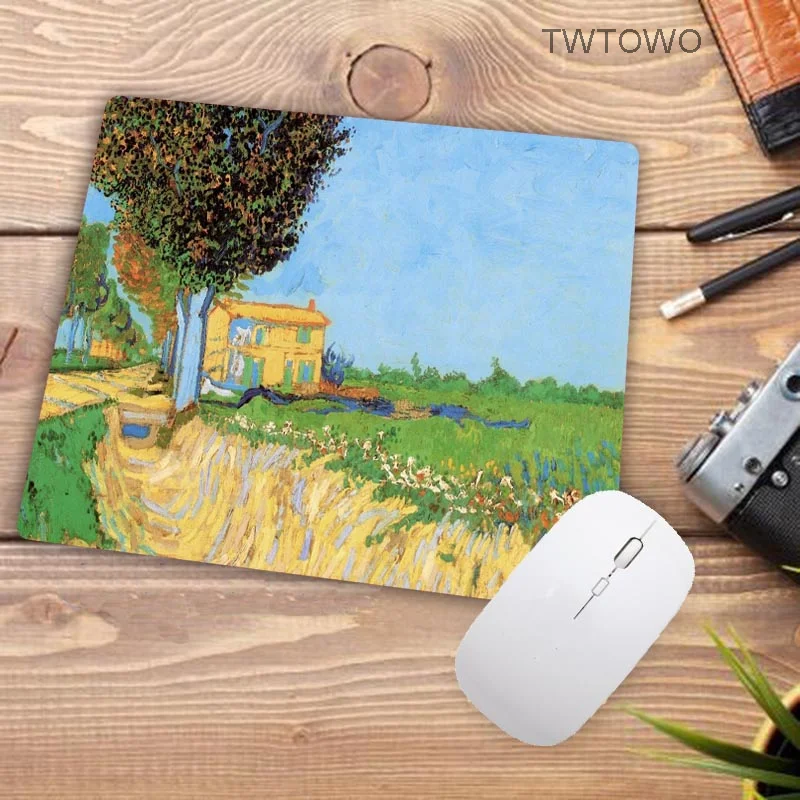 

Big Promotion Van Gogh Gamer Play Mats Rubber Art Flower Mouse Pad Small Size 18x22cm Gaming Mouse-pads for Office Desk Mat