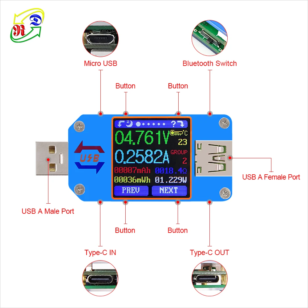 UM25 UM25C для приложения USB 2 0 Type-C ЖК-Вольтметр Амперметр измеритель тока напряжения