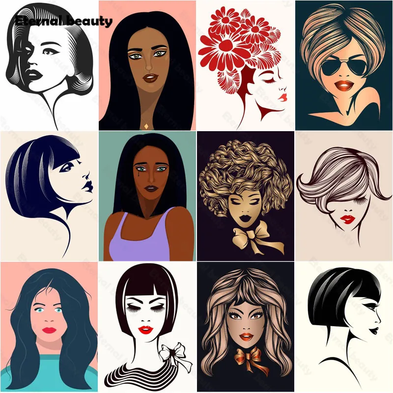 

Girl Character Diamond Painting Cross Stitch Kits Character Illustration Diamond Embroidery Rhinestone Pictures Wall Decoration