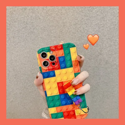 

Color Building Block Pendant For Mobile Phone Case Creative Apple All-inclusive New Fashion Stylish Phone Case 2021 Cool
