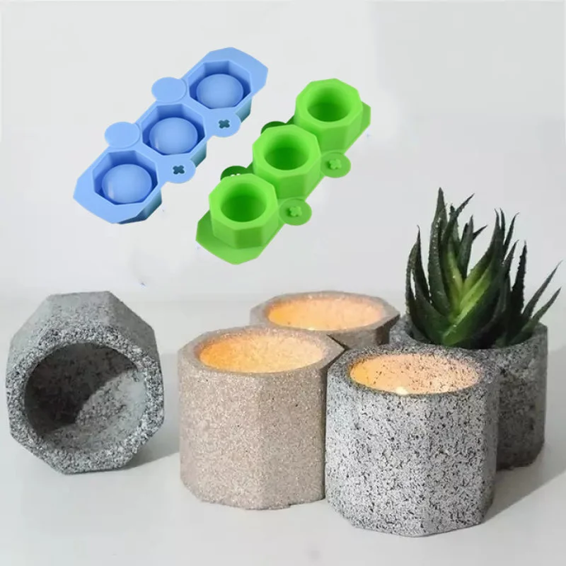 

Octagonal Cement Candlestick Mold Silicone Mold for DIY Candlestick Tray Flower Pot Ceramic Clay Crafts candle Ice Tray Mold