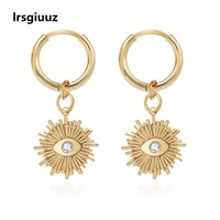 trendy zircon eye stainless steel gold plated earrings chic gold metal hoop earrings for women party gift 2021 fashion jewelry
