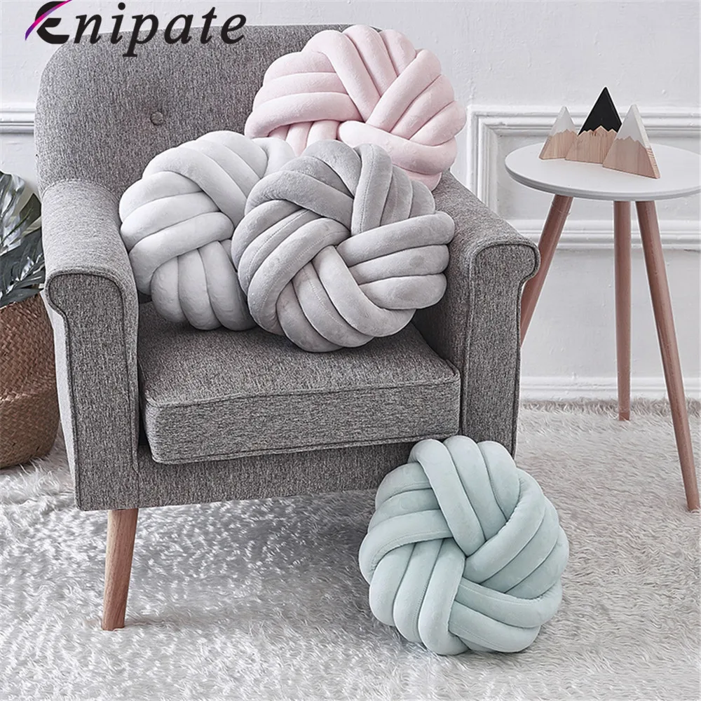 Enipate скандинавский милый Заплетенный в узел подушечка форме шарика ручная