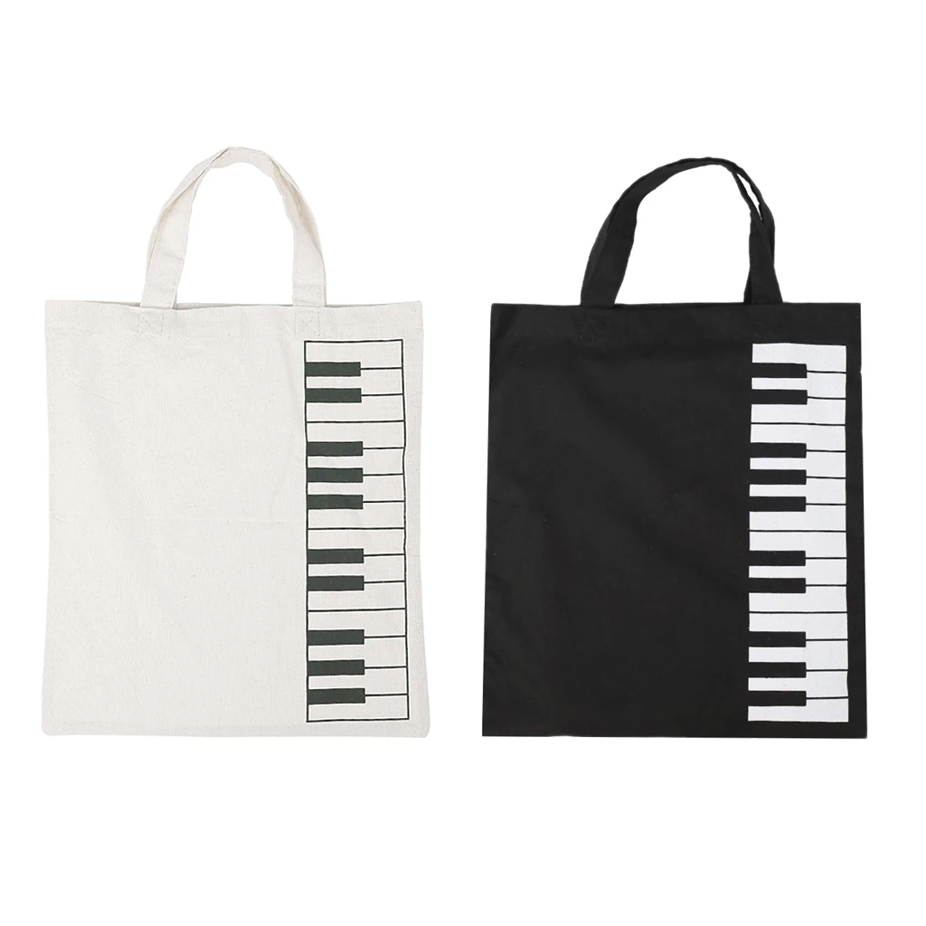 

Musical Piano Symbols Print Pure Cotton Woman Shopping Handbag Shoulder Bags
