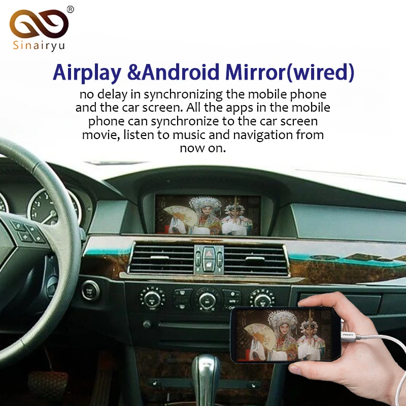 sinairyu wireless apple carplay for bmw 1 3 5 6 series x5 x6 2003 2008 ccc car parts for bmw android mirror dongle adapter box free global shipping
