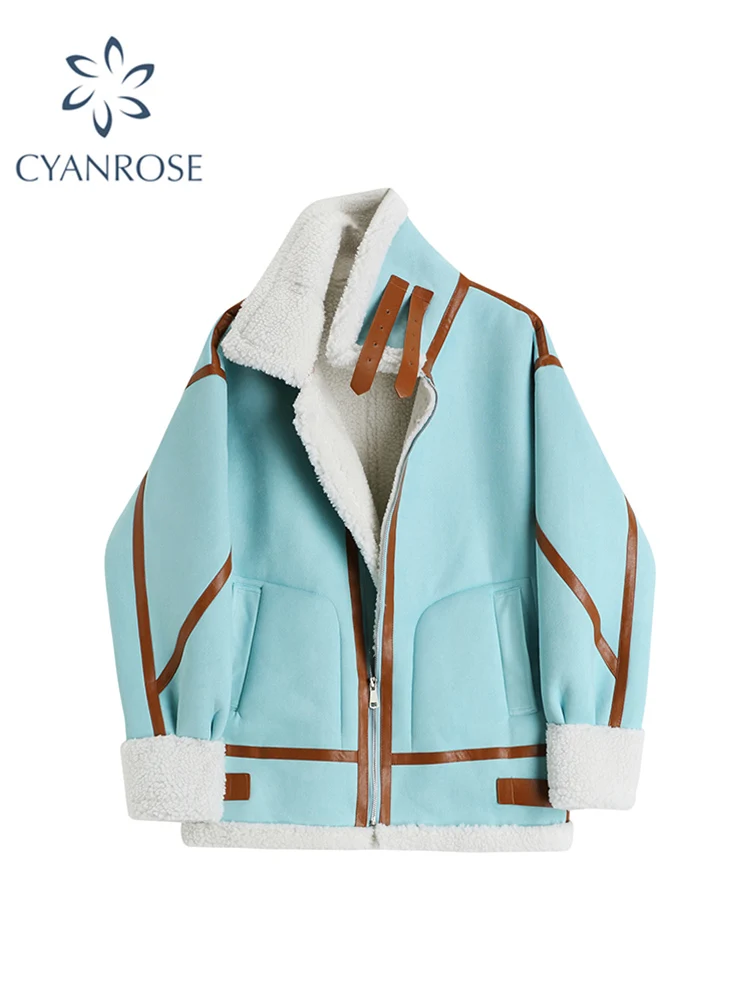 Женская утепленная куртка из овечьей шерсти свободная Утепленная зимняя модная