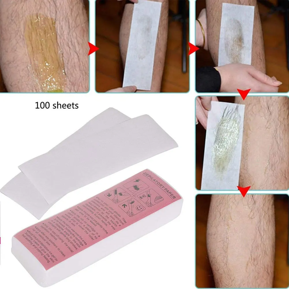 

100PCS White Large Non Woven Waxing Strips Hair Removal Wax Strip Facial Body Leg Wax Strips Epilating Strips For Man&Women