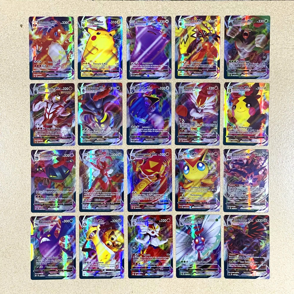 

New Pokemon French Version 100Pcs GX Pokemon Card Featuring 100VMAX No Repeat Battle Carte Trading Game Collection Shining Card