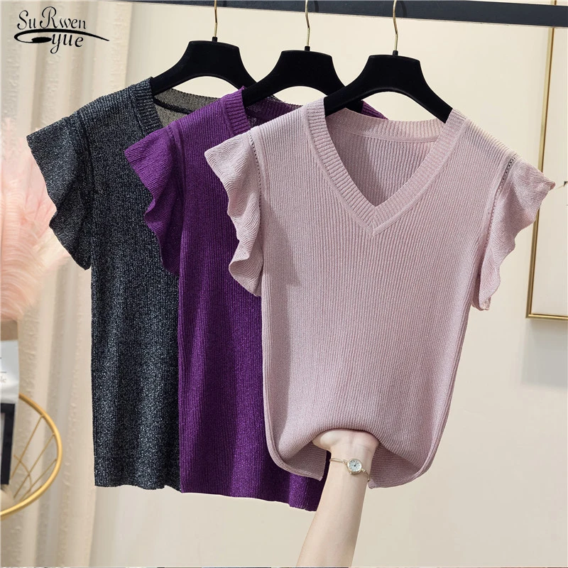 

Жилет женский трикотажный с V-образным вырезом и рукавом «Лотос»