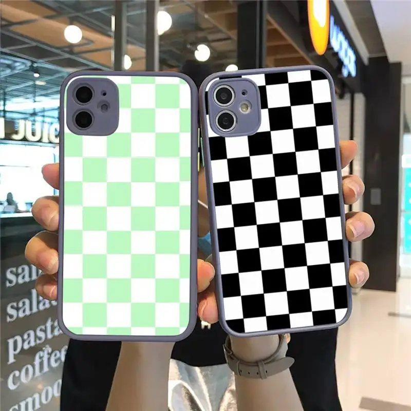 

Checkerboard Plaid Checked Checkered Phone Case Matte Transparent for iPhone 7 8 11 12 s mini pro X XS XR MAX Plus cover funda