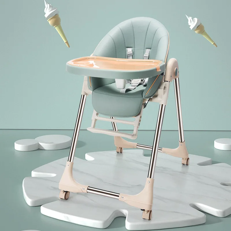 저렴한 아기 가죽 접이식 식당 의자 어린이 가정 식탁 및 의자 다기능 휴대용 아기 식탁 및 의자