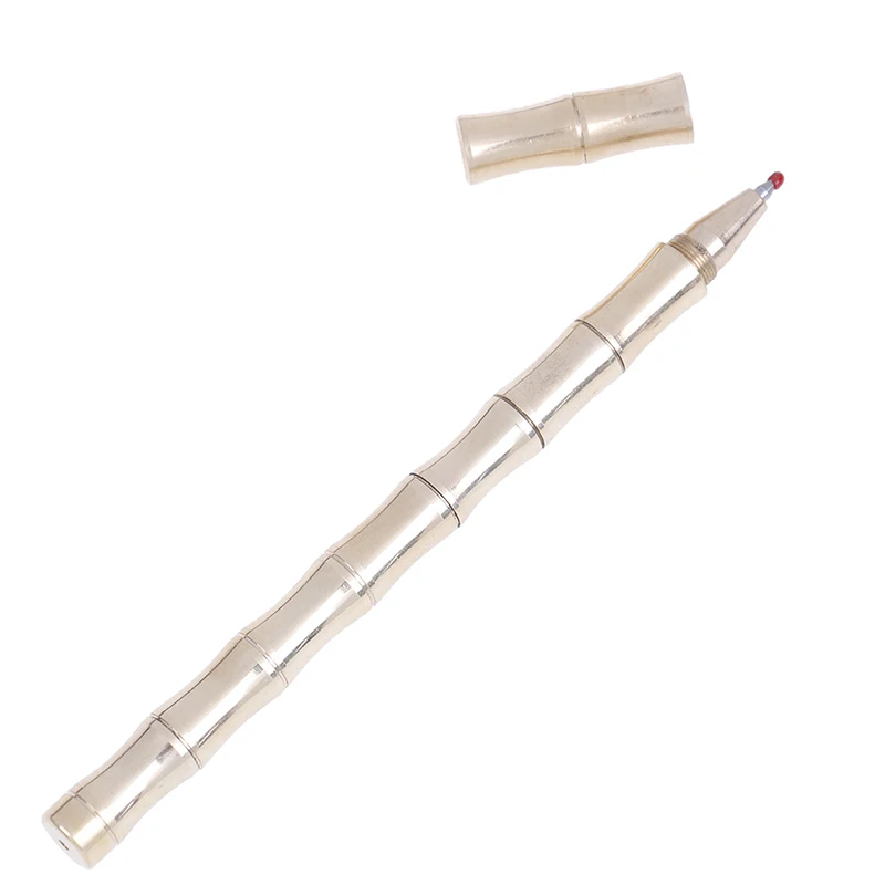 

Portable Self Defense Gel Pen Hot Marker Bamboo Shape Tactical Pen Copper Metal Handmade Brass Favorite Neutral Marker Out Tool