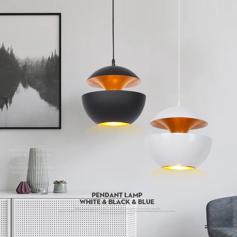 

Modern Led Pendant Lights Spot Lampshade Art Designer Black White Indoor Fixture Restaurant Kitchen Bedside Hanging Luminaires