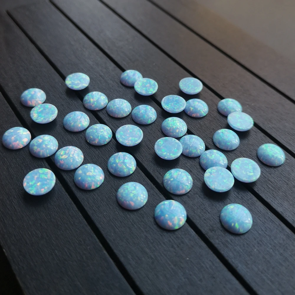 50 шт./лот 8 мм синтетический круглый кабошон огненный опал для ювелирных изделий