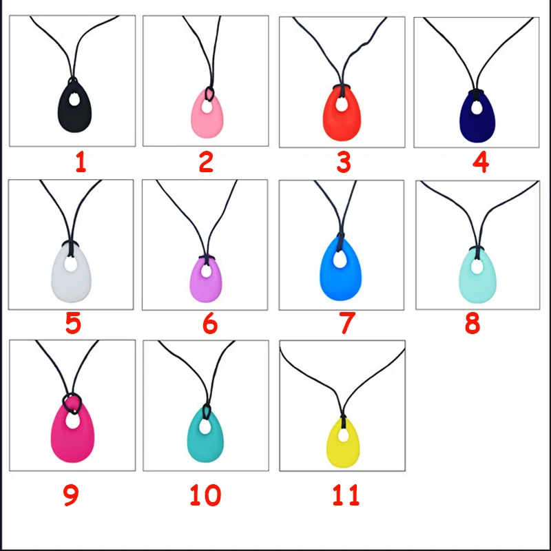 Mordedor de silicona con forma de l&aacute;grima para beb&eacute;, colgante para dentici&oacute;n, collar sensorial para autismo, 10 Uds.-5