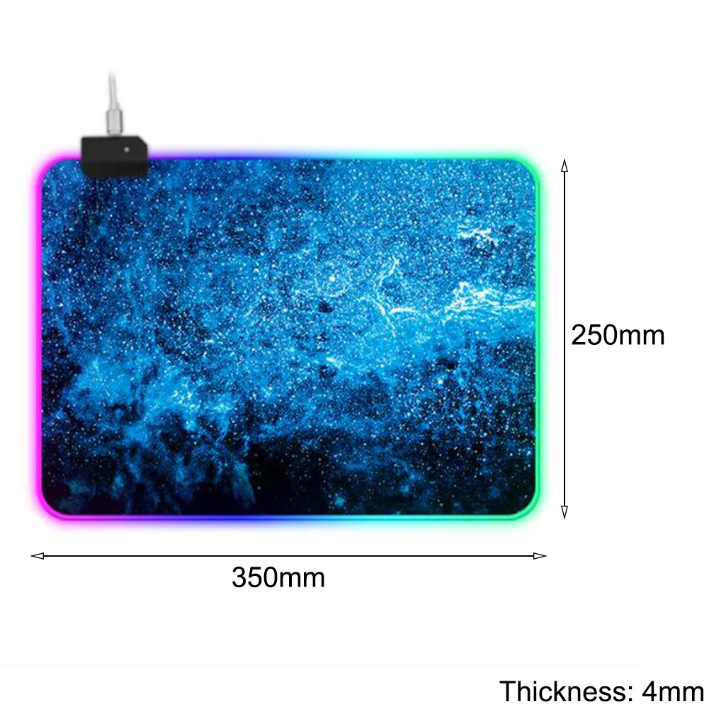 Светодиодный RGB коврик для мыши Большой XL Большой размер USB Проводное освещение игровой коврик для мыши для игр ноутбук компьютерные мыши коврик Mause Pad - Цвет: 350x250x4MM