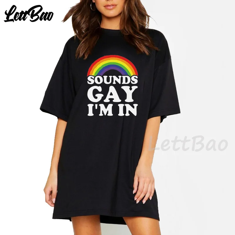 

Sounds Gay Im In Plus Size Women Dress Summer 2021 Streetwear Casual Dresses Short Sleeve Sexy Harajuku Dresses for Girls