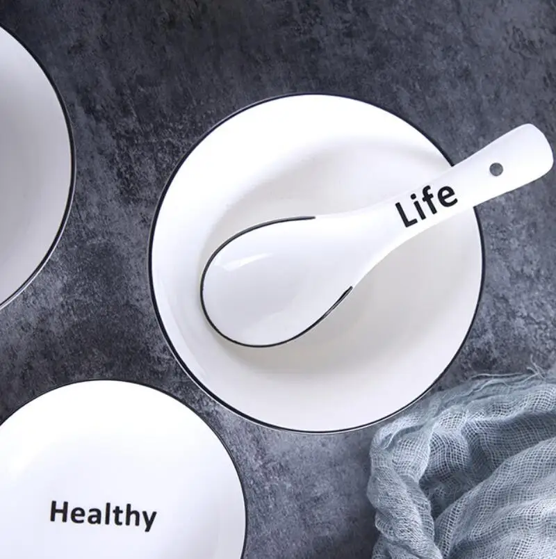 Керамическая миска Креативный салат Домашние рисовые миски Суп Нордические посуда Тарелки Набор посуды Традиционная китайская кухня.