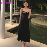 2022 french hepburn style suspender dress with a backless look thin in summer office lady zippers