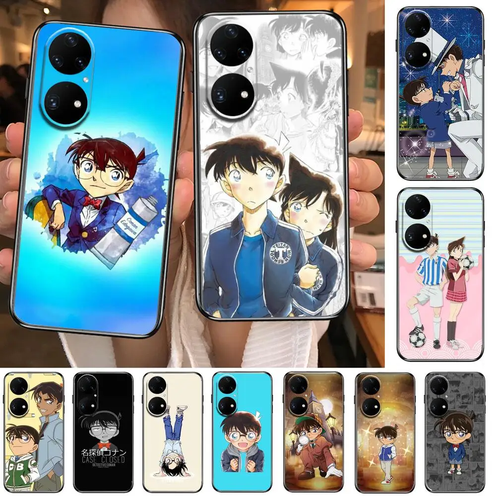 

anime Detective Conan Phone Case For Huawei p50 P40 p30 P20 10 9 8 Lite E Pro Plus Black Etui Coque Painting Hoesjes comic fas