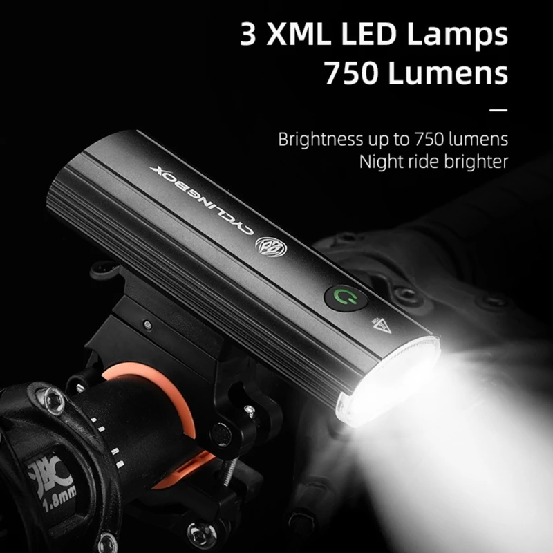 

Waterproof Aluminum Alloy Bicycle Headlight 3Lamp Holder Super Bright Flashlight